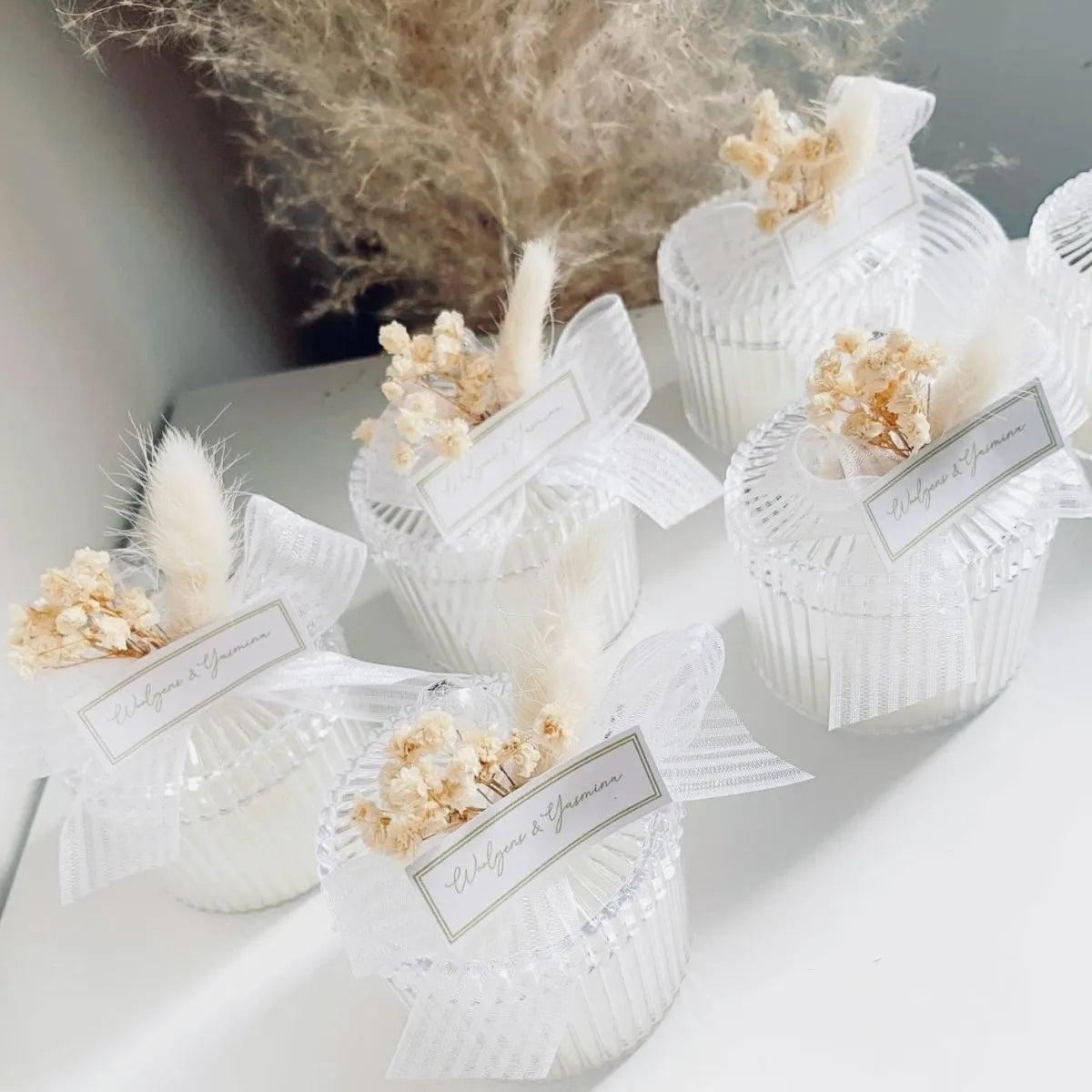 Cristalline-Kerze im Kristallglas als personalisiertes Gastgeschenk zur Hochzeit – edel und elegant