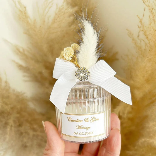 Elysée-Kerze als personalisiertes Gastgeschenk zur Hochzeit – edel und zeitlos