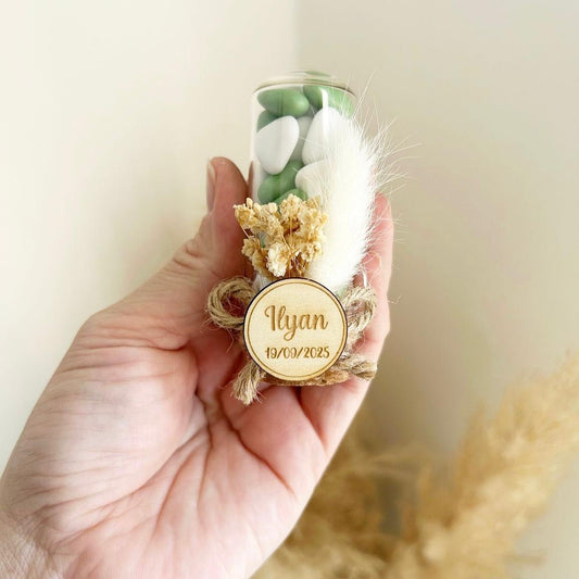 Rustikales Gastgeschenk für Hochzeit, Taufe oder Beschneidung: Zuckermandeln „Feldmaus“, süßes Andenken für Gäste