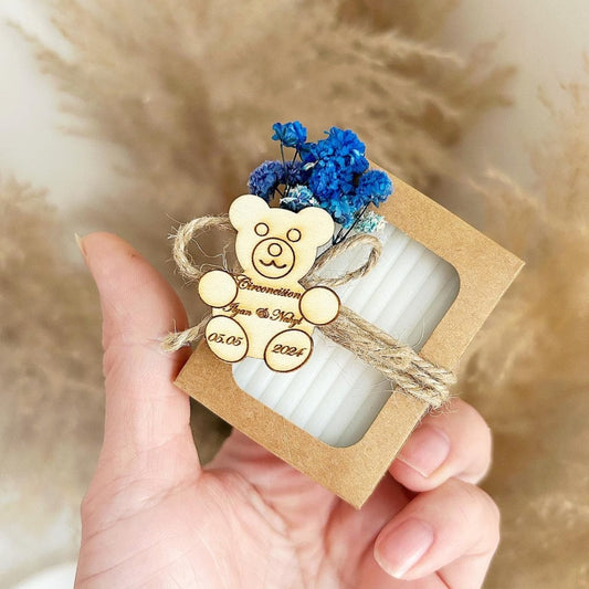 Gastgeschenk Seife im Boho-Stil: Kornblumenseife sorgfältig verpackt – ideal für Hochzeit, Taufe oder Kommunion