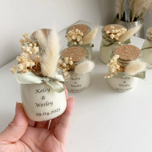 Laurier-Kerze als personalisiertes, handgefertigtes Gastgeschenk – natürliche Akzente