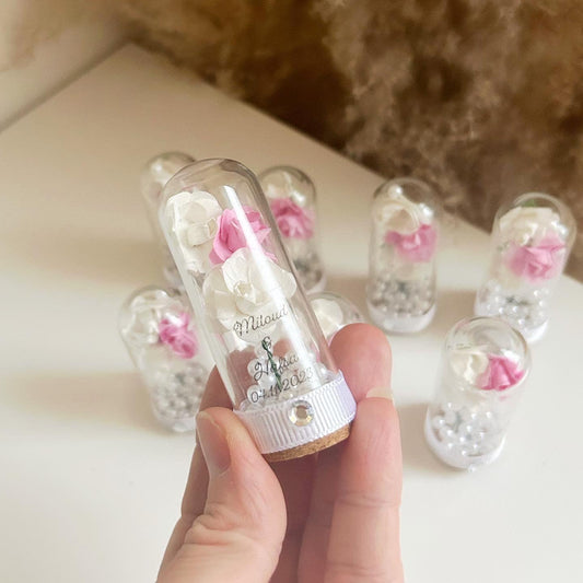 Pinky-Rose-Glasglocke als Gastgeschenk zur Taufe oder Hochzeit, rosafarben, märchenhaft und elegant