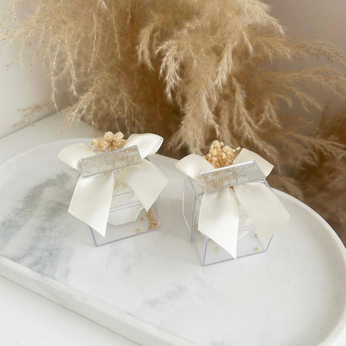 Seifenrose Antonella als Gästegabe, elegantes Gastgeschenk für Taufe und Kommunion