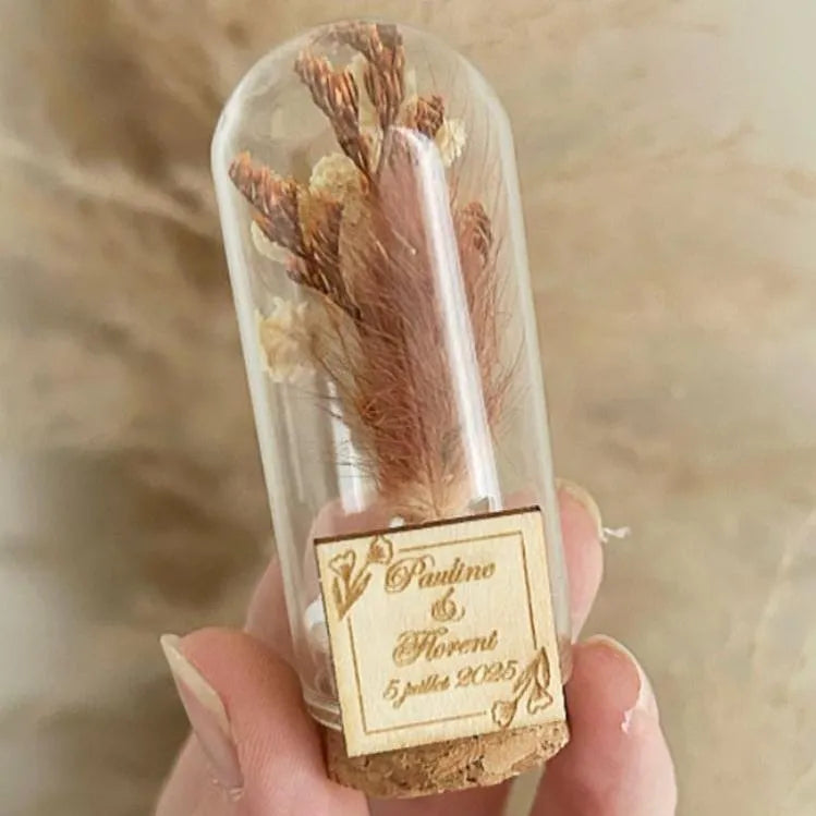 Terracotta-Glasglocke als personalisiertes Gastgeschenk – boho für Hochzeit oder Geburtstag