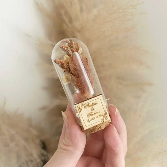 Terracotta-Glasglocke als personalisiertes Gastgeschenk – boho für Hochzeit oder Geburtstag