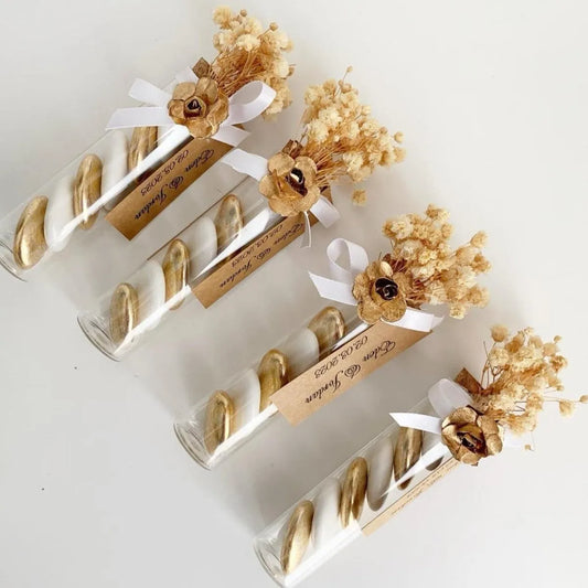 Venedig-Zuckermandeln als personalisiertes Gastgeschenk zur Hochzeit – elegant verpackt