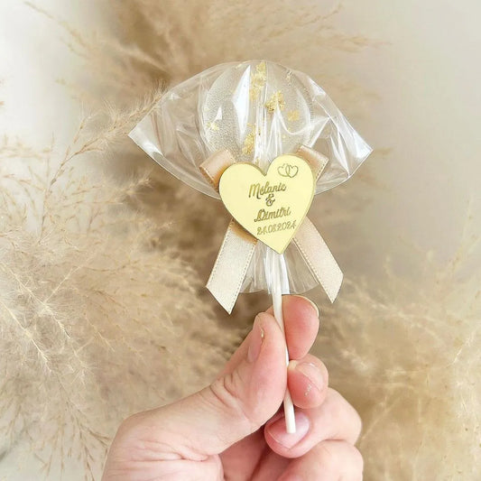 Zarte Lutscher-Spezialität als Gästegabe, elegantes Gastgeschenk für Hochzeit und Taufe