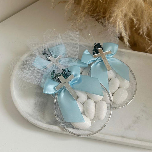 Zuckermandeln „Zeremonie“ als personalisiertes Gastgeschenk zur Taufe oder Kommunion, zart und elegant