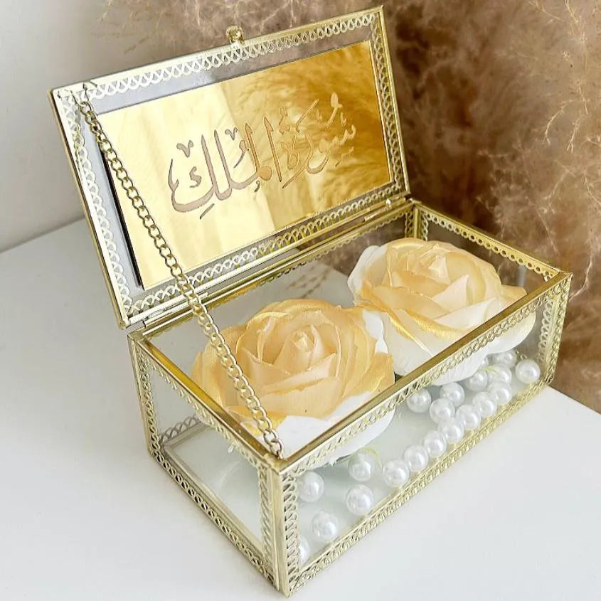 Allianzschatulle „Baya“ als Ringbox zur Hochzeit – goldene Eleganz für Eheringe