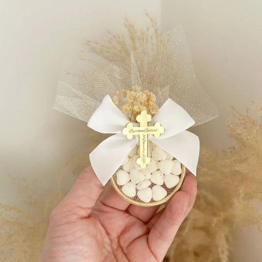 Angels-Zuckermandeln als personalisiertes Gastgeschenk zur Kommunion oder Taufe – symbolisch und elegant