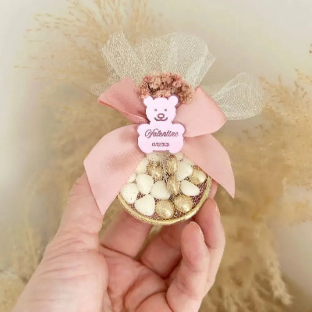 Ballerinen-Zuckermandeln als personalisiertes Gastgeschenk für Kommunion oder Taufe – zart und elegant