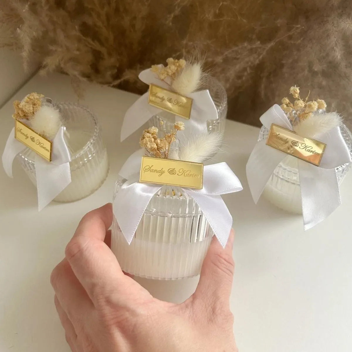 Cristal-Gold-Kerze im vergoldeten Kristallglas als Gastgeschenk für Hochzeit oder Taufe