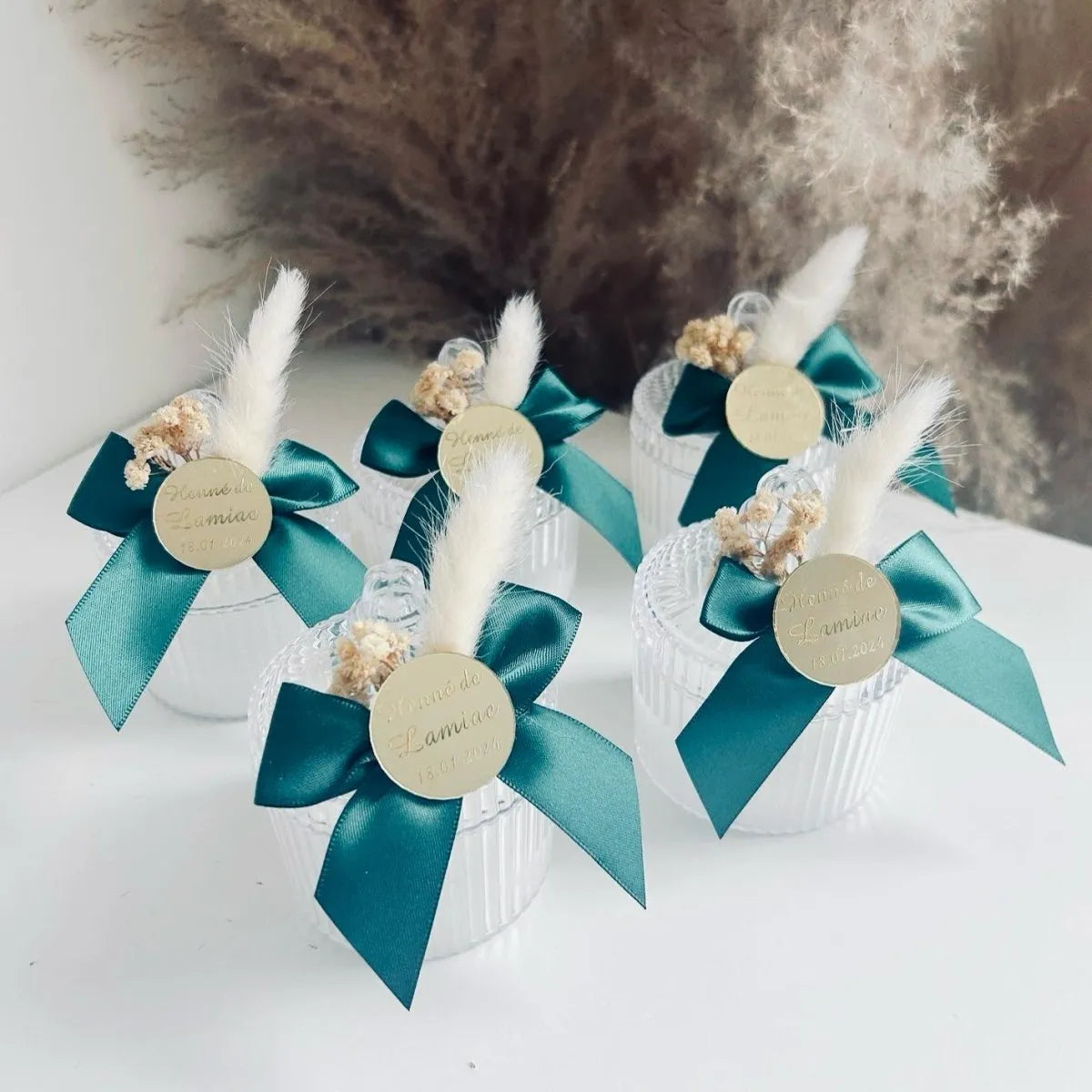 Cristal-Kerze im Kristallglas als personalisiertes Gastgeschenk zur Hochzeit – strahlend und edel