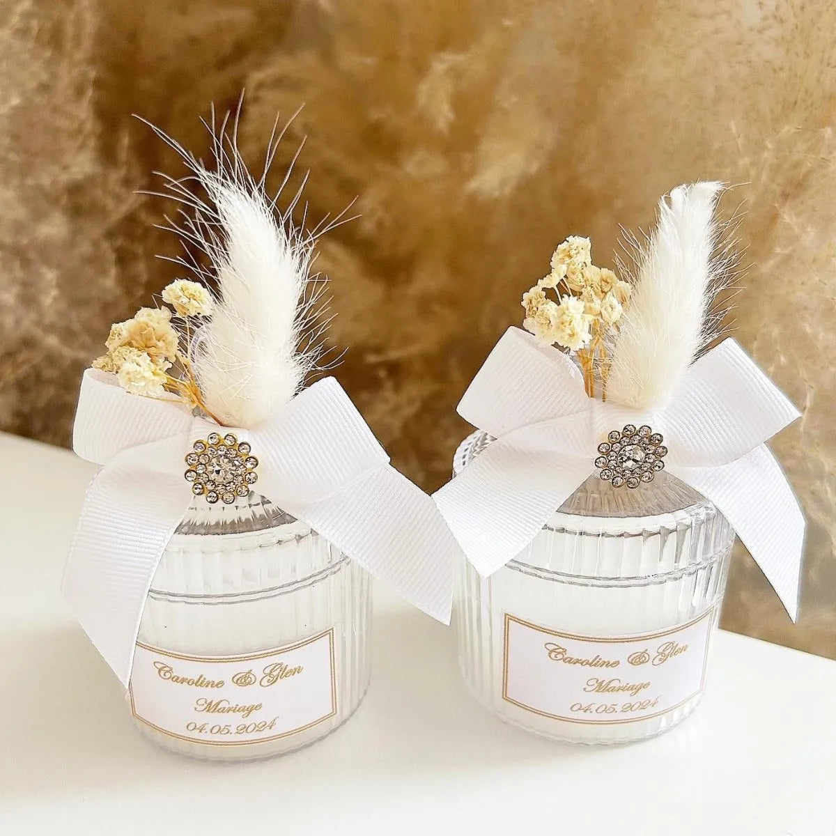 Elysée-Kerze als personalisiertes Gastgeschenk zur Hochzeit – edel und zeitlos