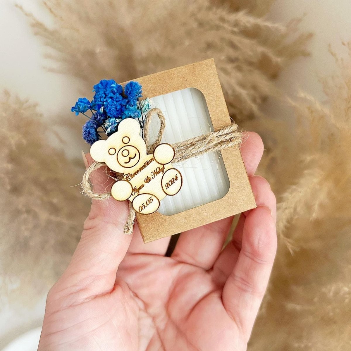 Gastgeschenk Seife im Boho-Stil: Kornblumenseife sorgfältig verpackt – ideal für Hochzeit, Taufe oder Kommunion