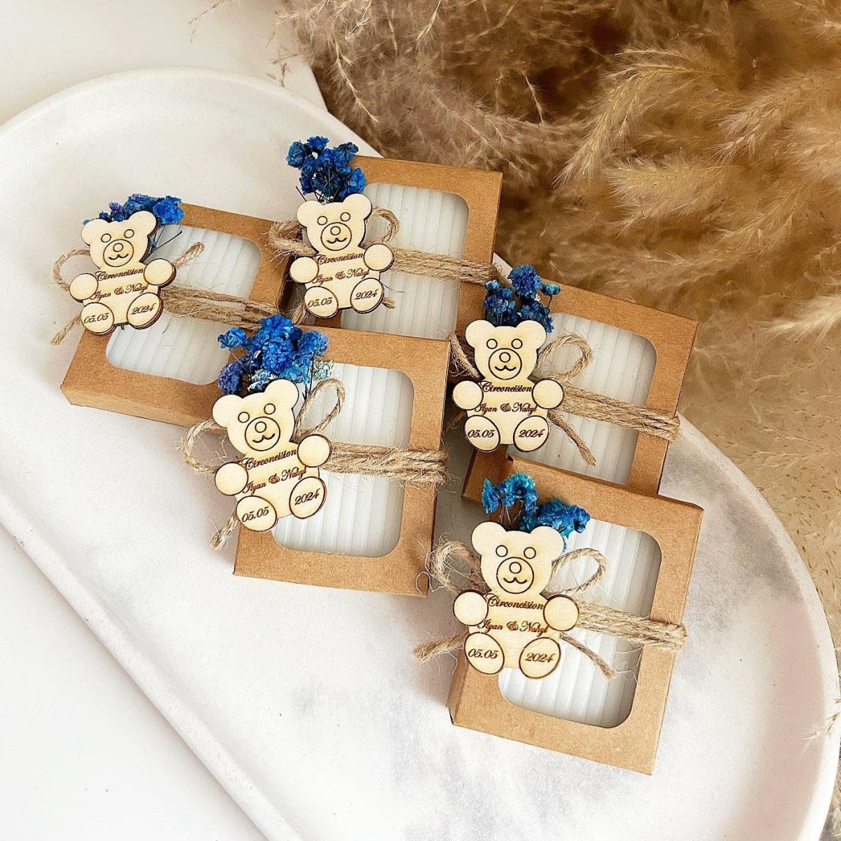 Gastgeschenk Seife im Boho-Stil: Kornblumenseife sorgfältig verpackt – ideal für Hochzeit, Taufe oder Kommunion