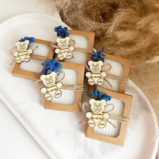 Gastgeschenk Seife im Boho-Stil: Kornblumenseife sorgfältig verpackt – ideal für Hochzeit, Taufe oder Kommunion