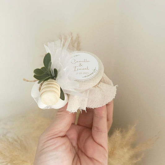 Gastgeschenk zur Taufe oder Kommunion: Honigglas „Duo Zärtlichkeit“ mit Schleife und Etikett, süßes Andenken