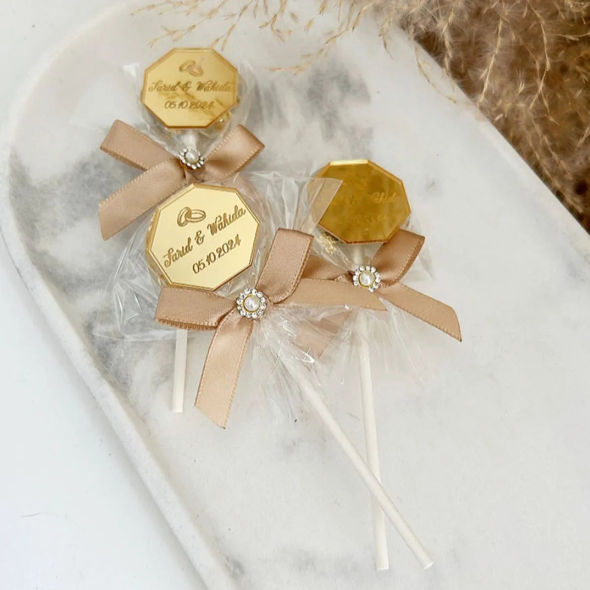 Glamour-Lutscher als Gästegabe, elegantes Gastgeschenk für Hochzeit und Taufe