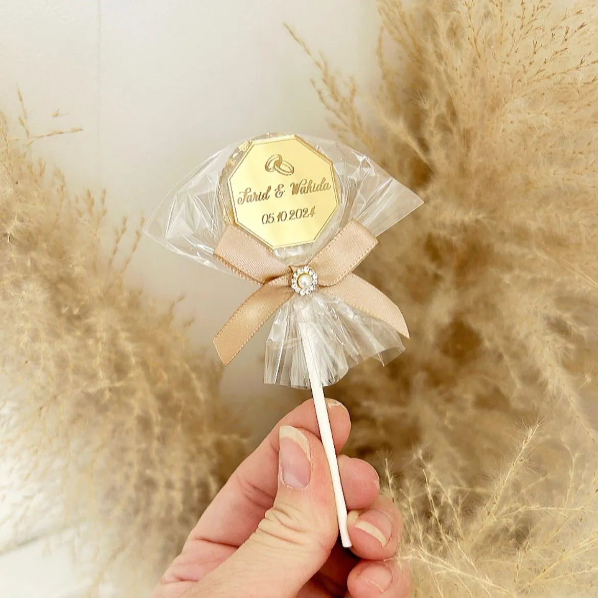 Glamour-Lutscher als Gästegabe, elegantes Gastgeschenk für Hochzeit und Taufe