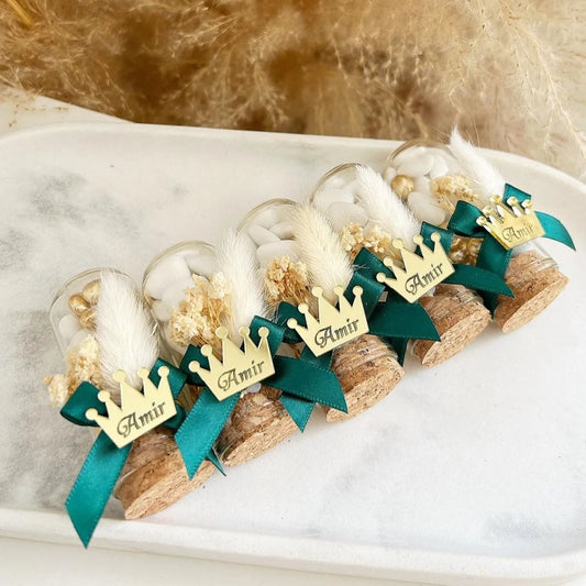 Glöckchen-Zuckermandeln „Prinz“ als personalisiertes Gastgeschenk – edel und königlich