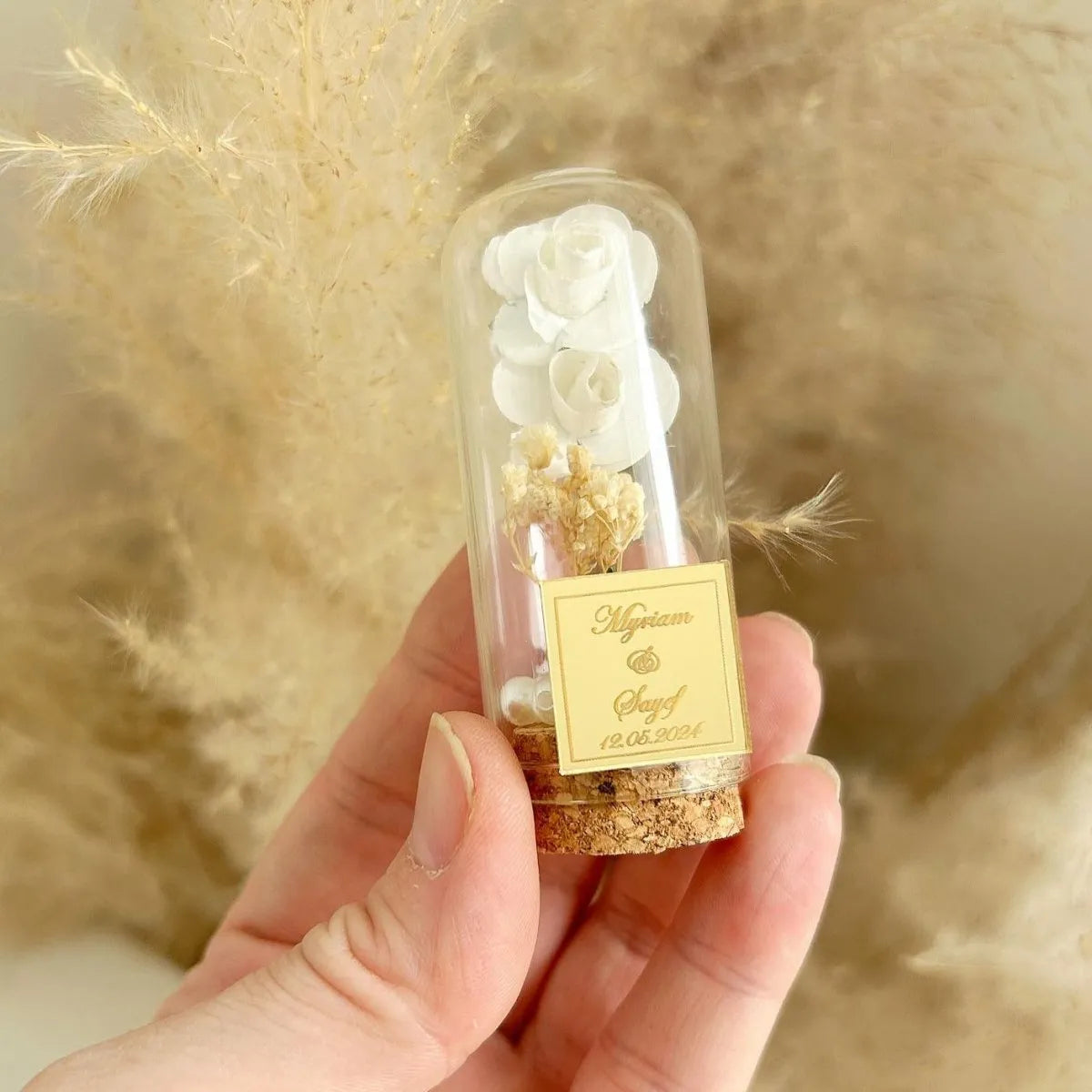 Gold-Prestige-Glasglocke als Gastgeschenk zur Hochzeit – golden und luxuriös