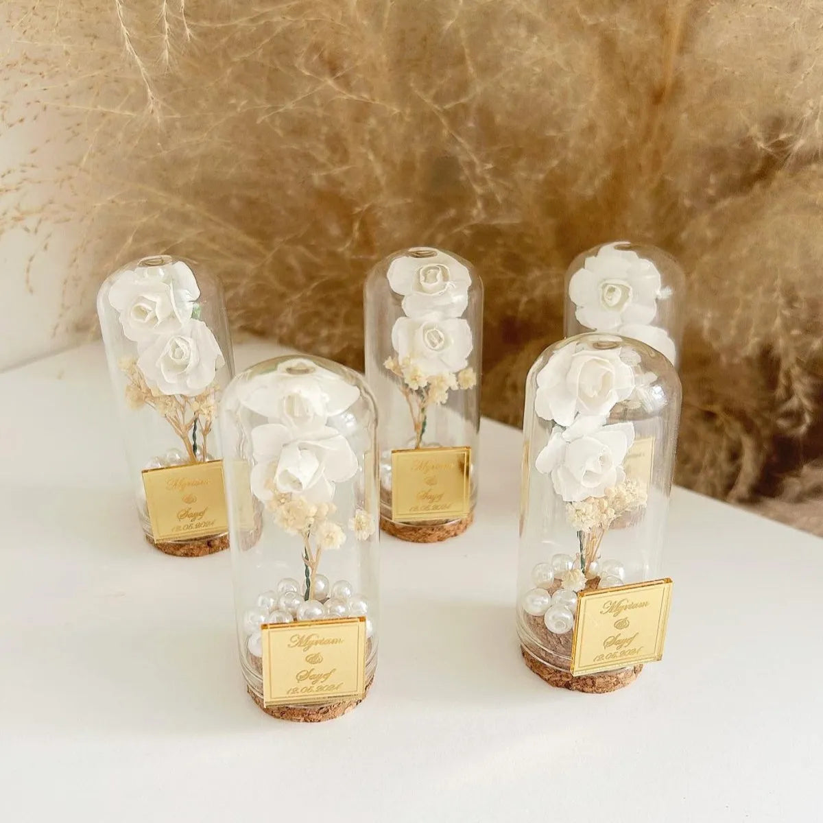 Gold-Prestige-Glasglocke als Gastgeschenk zur Hochzeit – golden und luxuriös