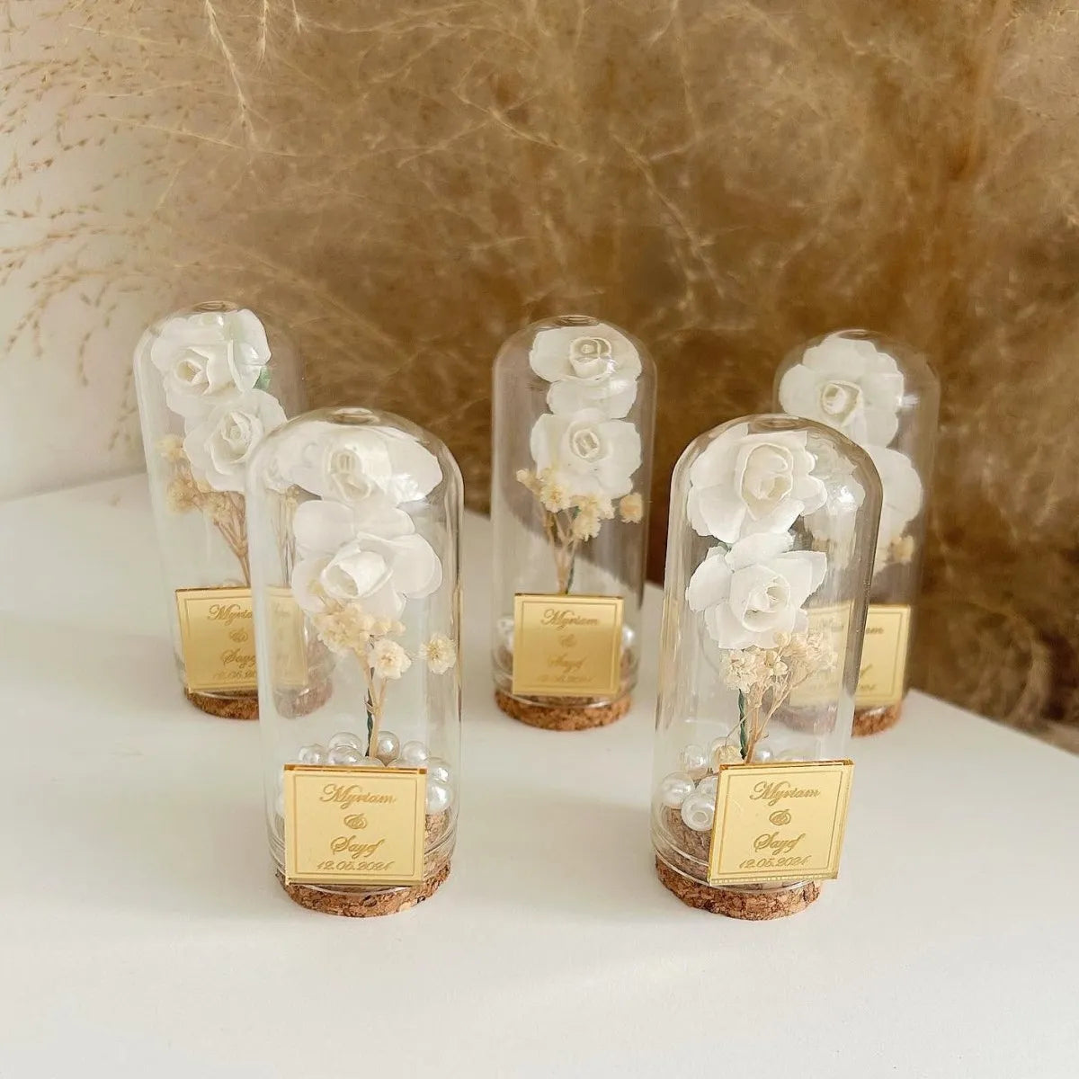 Gold-Prestige-Glasglocke als Gastgeschenk zur Hochzeit – golden und luxuriös