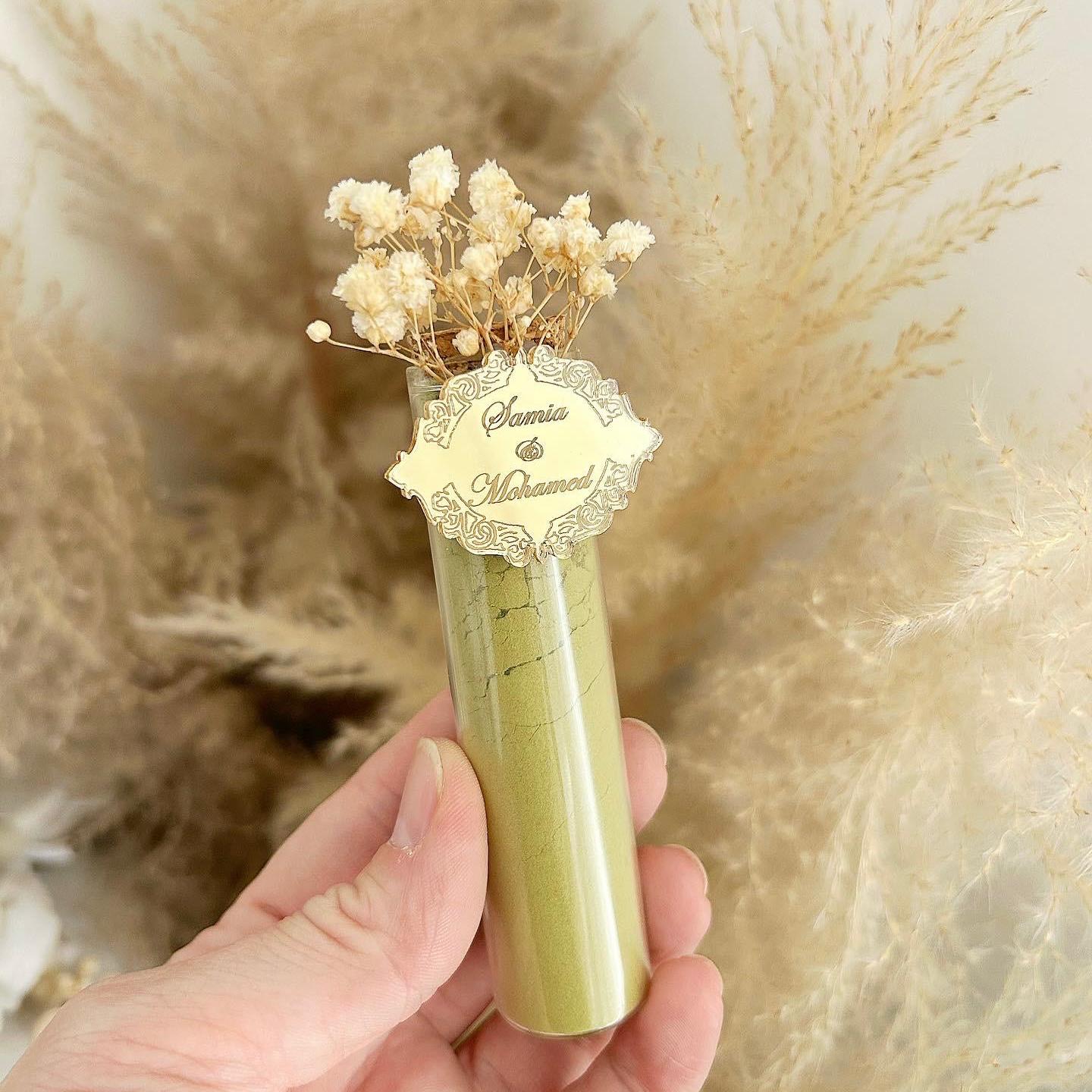 Personalisiertes Henna-Röhrchen Amira, orientalisches Dankeschön für Gäste bei Hochzeit oder Taufe