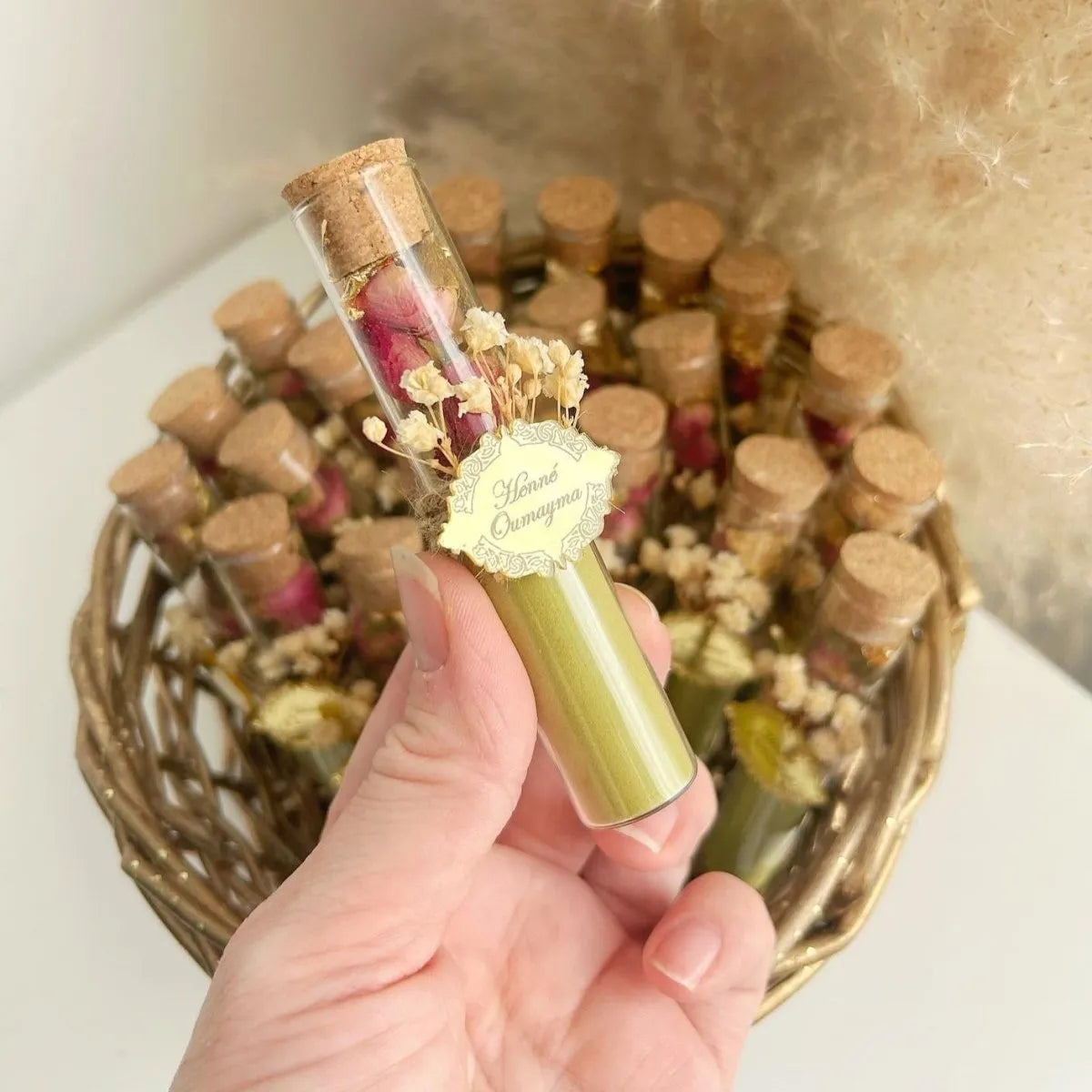 Henna-Sanduhr als personalisiertes Gastgeschenk zur Hochzeit – edle Sanduhrform