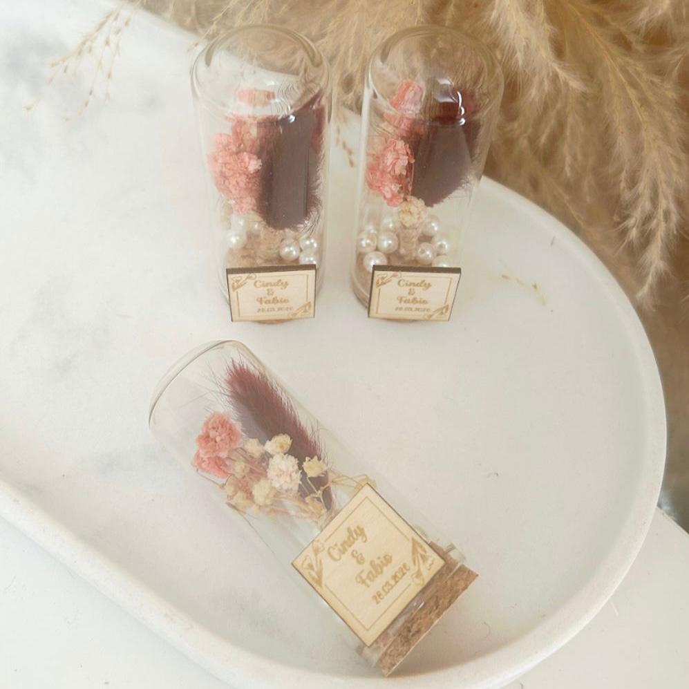 Hippie-Chic-Glasglocke als Gastgeschenk zur Hochzeit, Boho-Stil, personalisiert, elegante Tischdeko