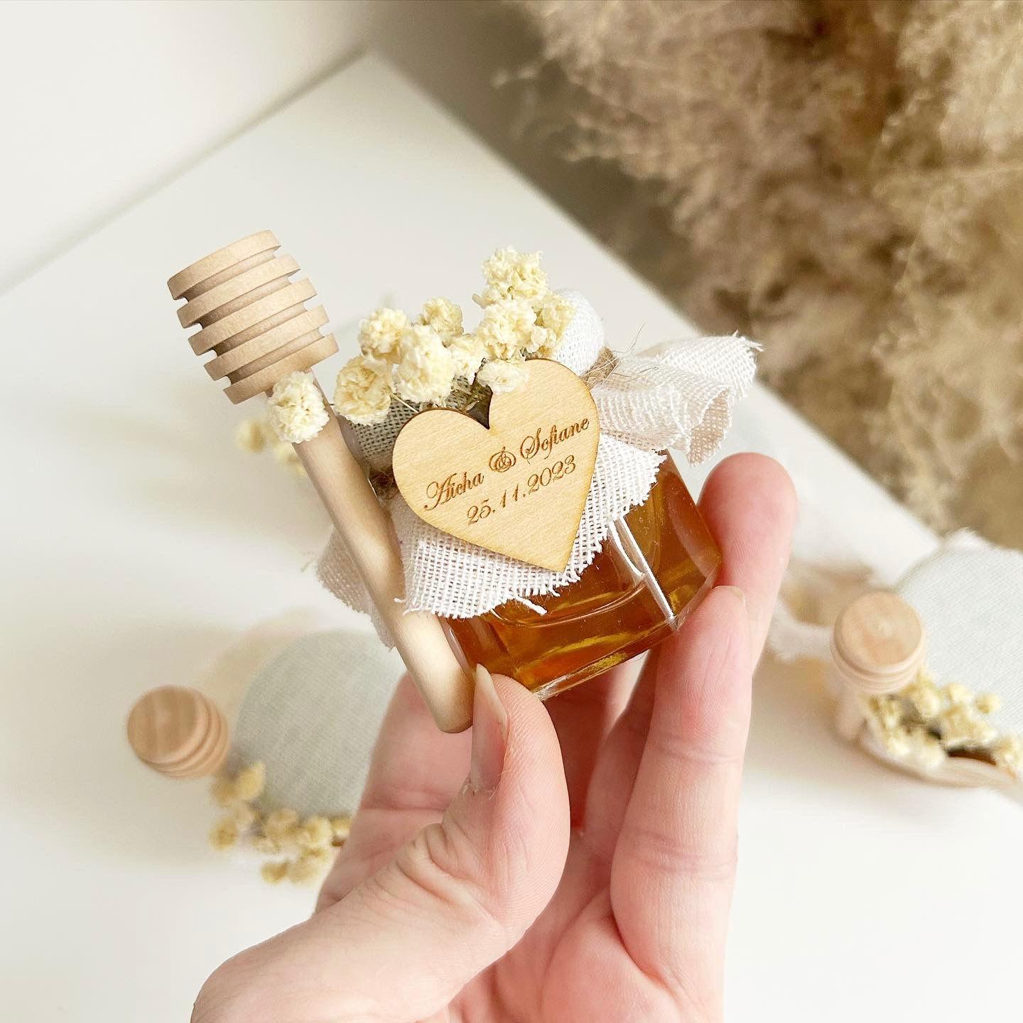 Honigglas Liebe als personalisiertes Gastgeschenk für Hochzeit oder Geburtstag, süßes Andenken für Gäste