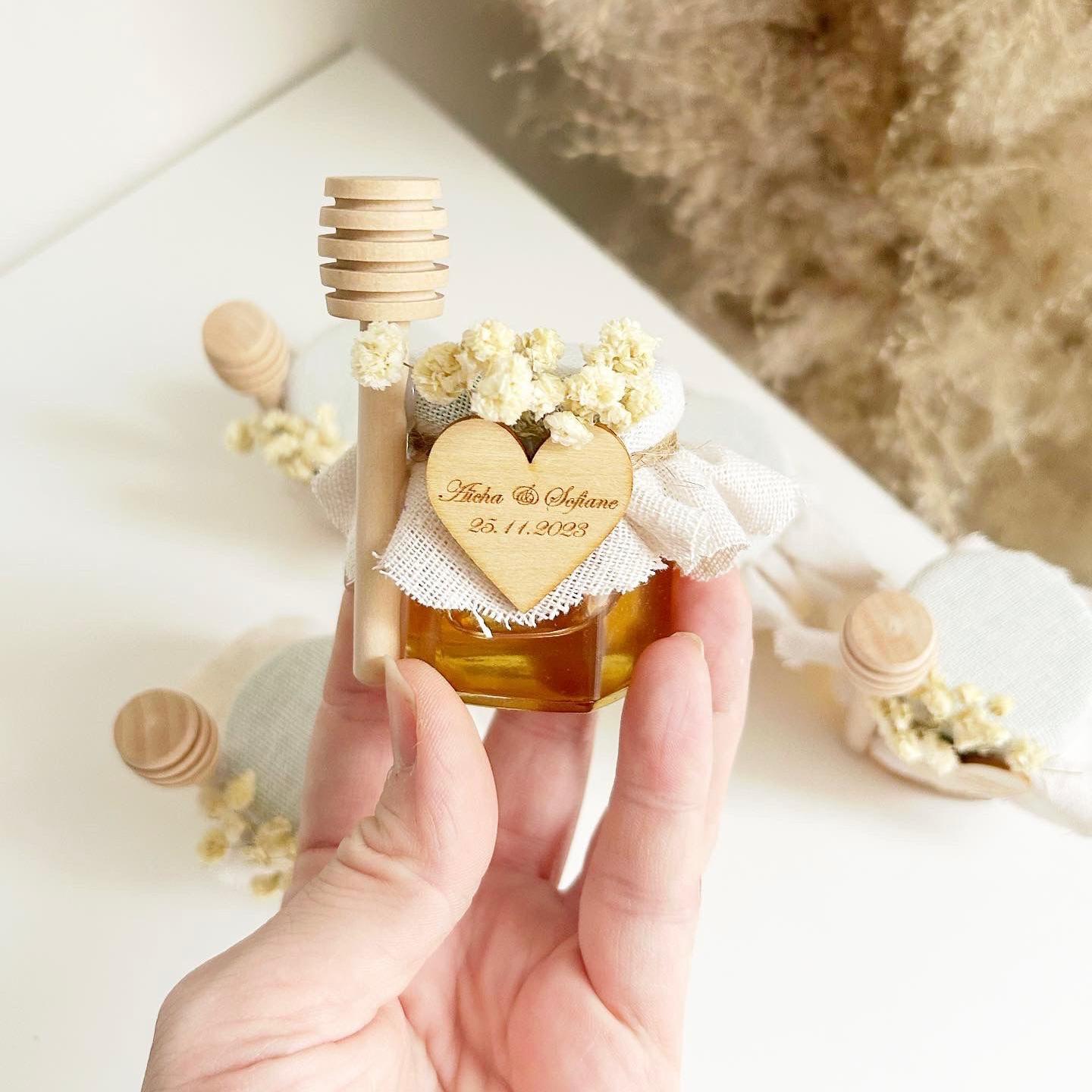 Honigglas Liebe als personalisiertes Gastgeschenk für Hochzeit oder Geburtstag, süßes Andenken für Gäste