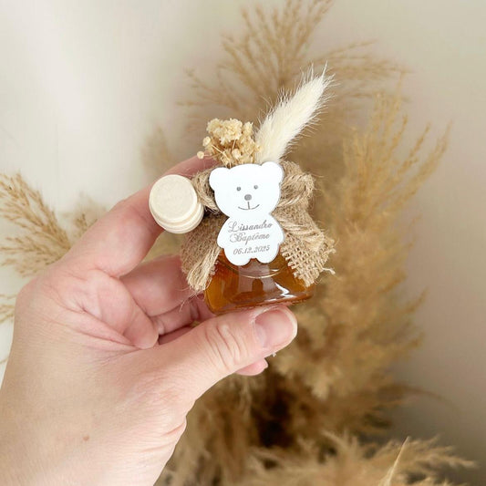Honigtöpfchen Spiegel-Teddybär als Gästegabe, luxuriöses Gastgeschenk zur Taufe