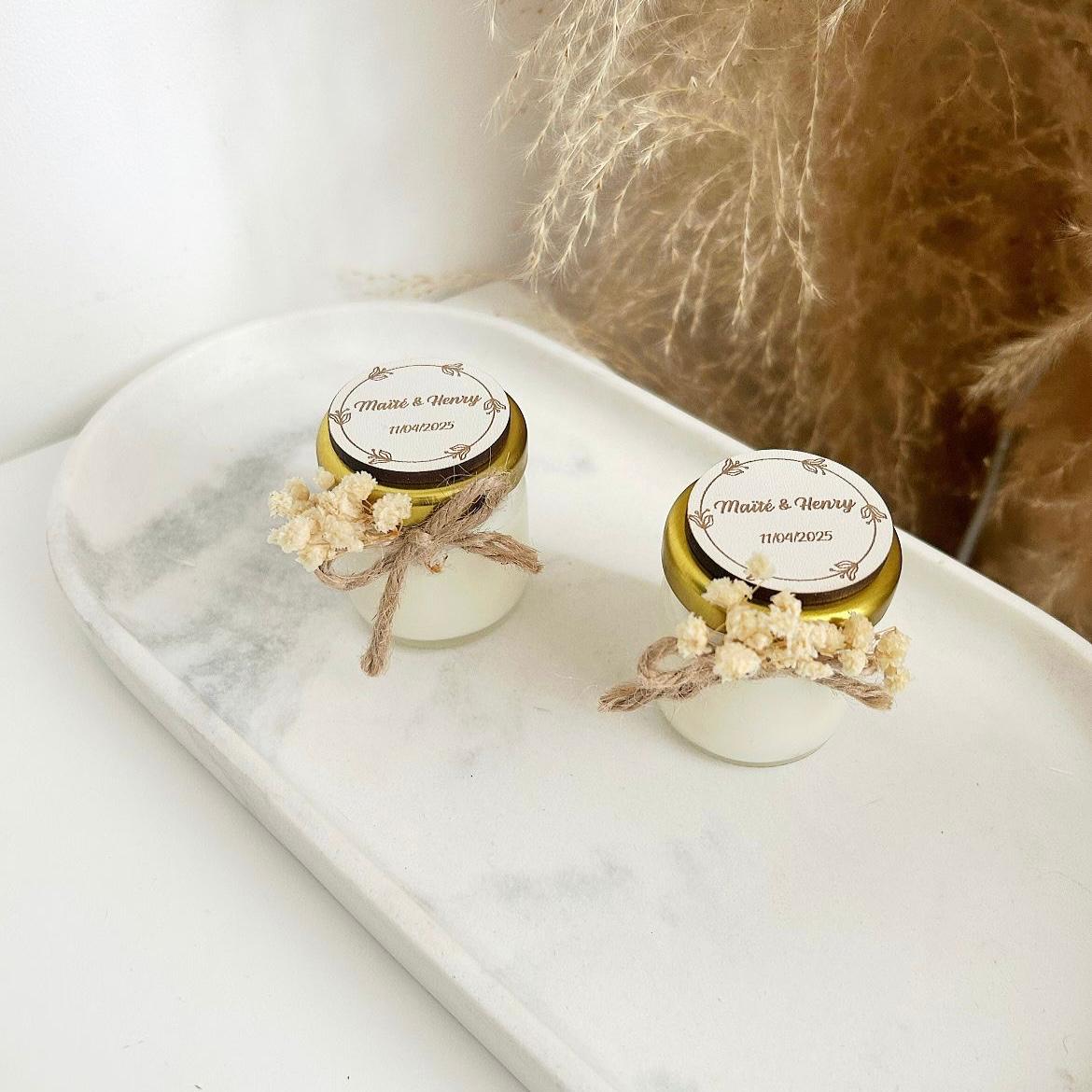 Kerze Blanchette als Gästegabe, elegantes Gastgeschenk für Hochzeit, Geburtstag und Taufe