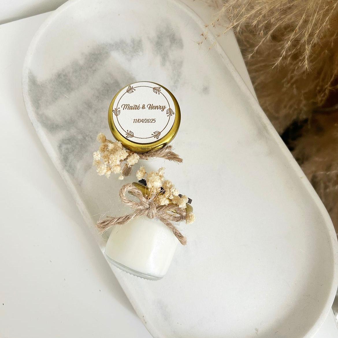 Kerze Blanchette als Gästegabe, elegantes Gastgeschenk für Hochzeit, Geburtstag und Taufe