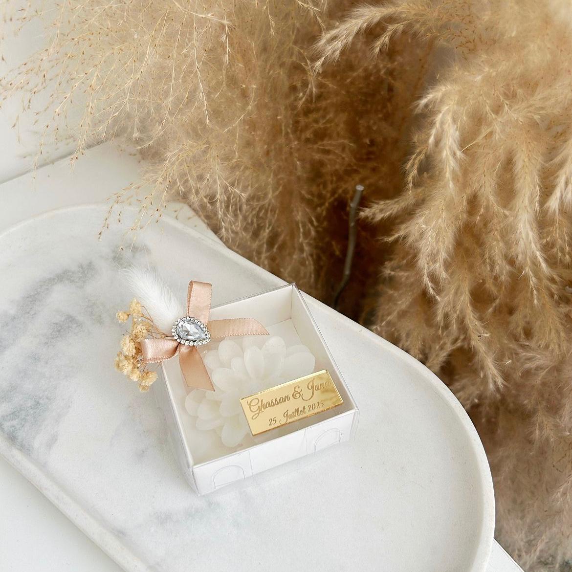 Kerze Diamant als Gästegabe, elegantes Gastgeschenk zur Hochzeit