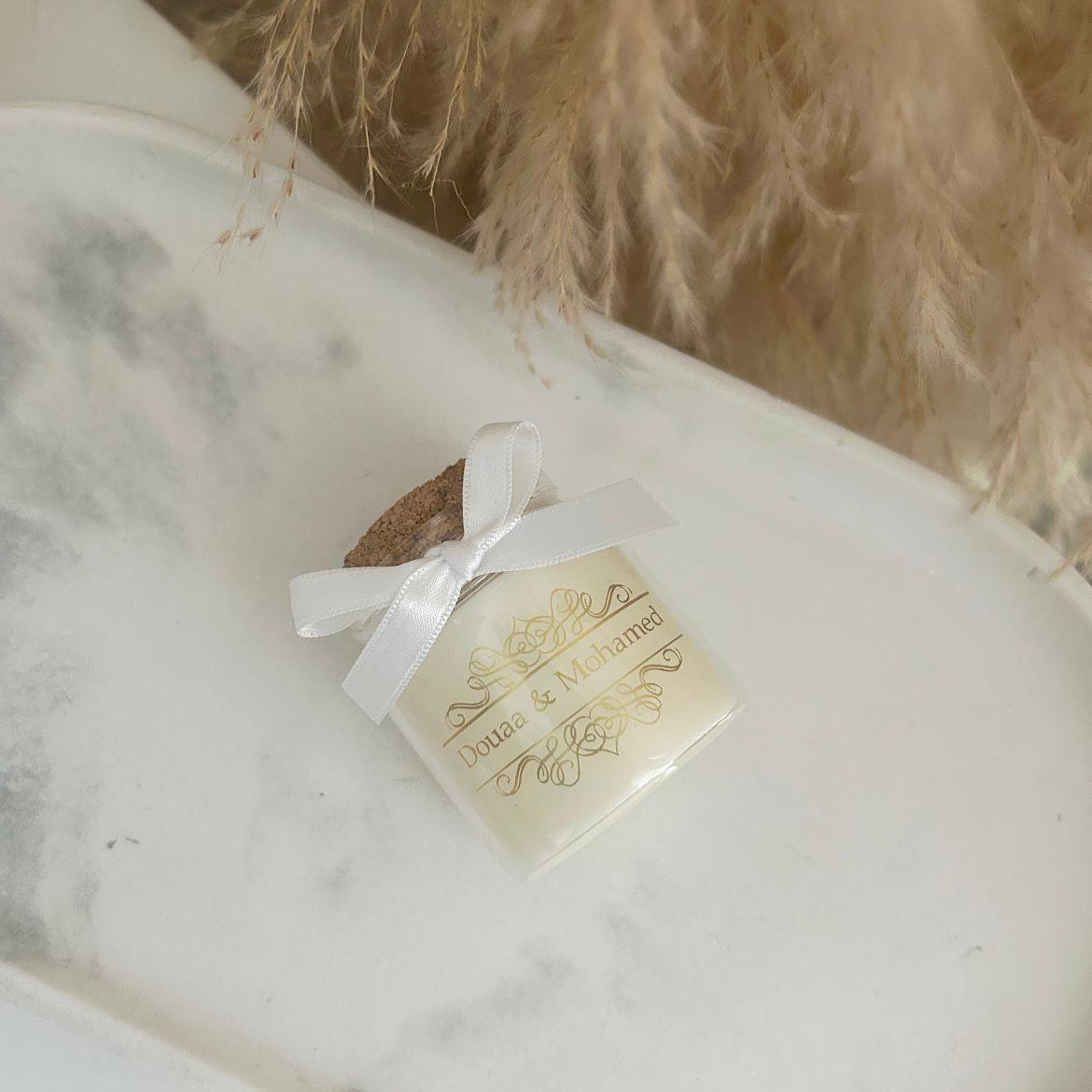 Kerze Glanz als Gästegabe, elegantes Gastgeschenk für Hochzeit, Taufe und Geburtstag