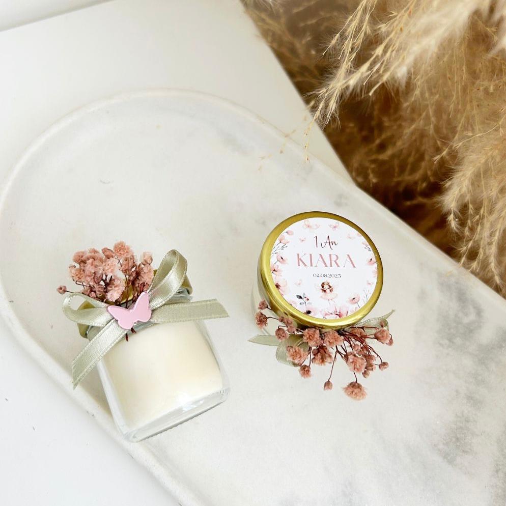 Kitty-Kerze als personalisierte Kerze, Gastgeschenk für Hochzeit, Taufe, Kommunion oder Geburtstag, warmes Andenken