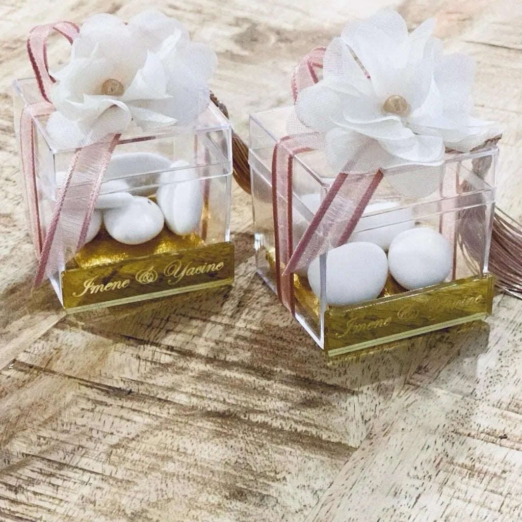 Lady-Zuckermandeln als Gastgeschenk zur Hochzeit – zartes Kästchen mit edlen Zuckermandeln