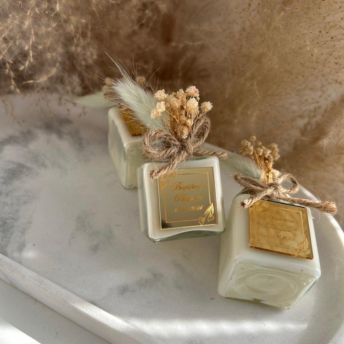 Lichtkerze als Gästegabe, elegantes Gastgeschenk für Hochzeit und Taufe