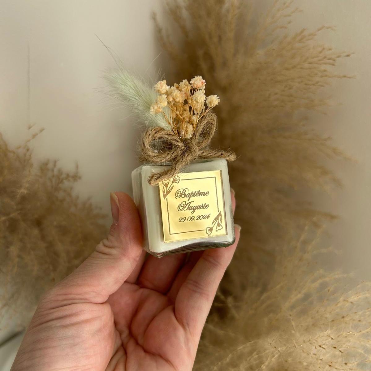 Lichtkerze als Gästegabe, elegantes Gastgeschenk für Hochzeit und Taufe