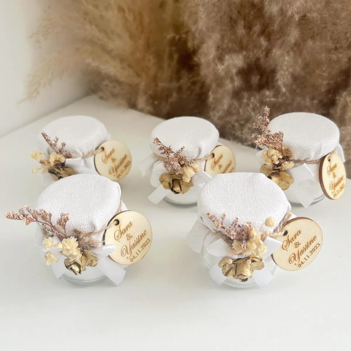 Luna-Kerze als personalisiertes Gastgeschenk zur Hochzeit – edel und elegant