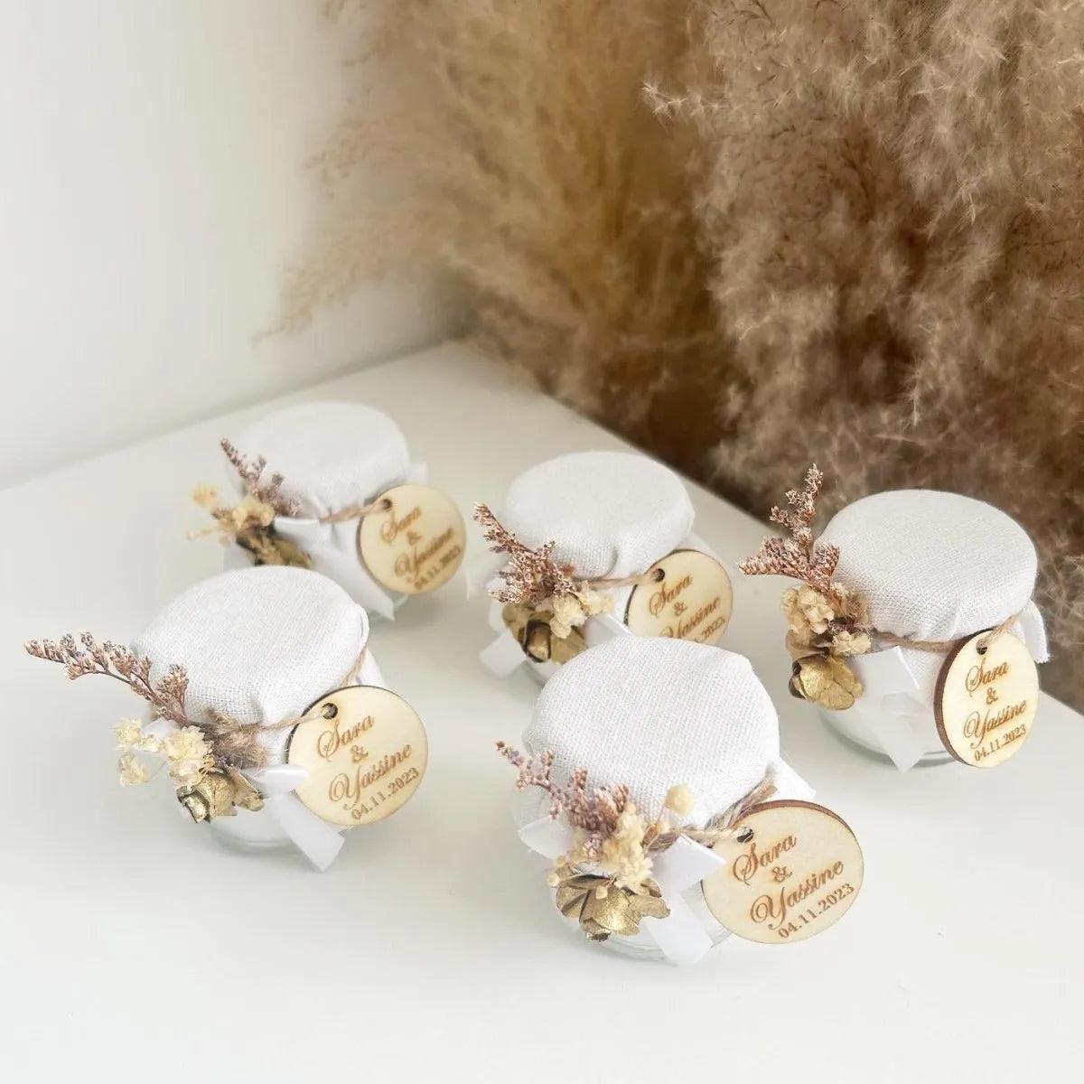 Luna-Kerze als personalisiertes Gastgeschenk zur Hochzeit – edel und elegant