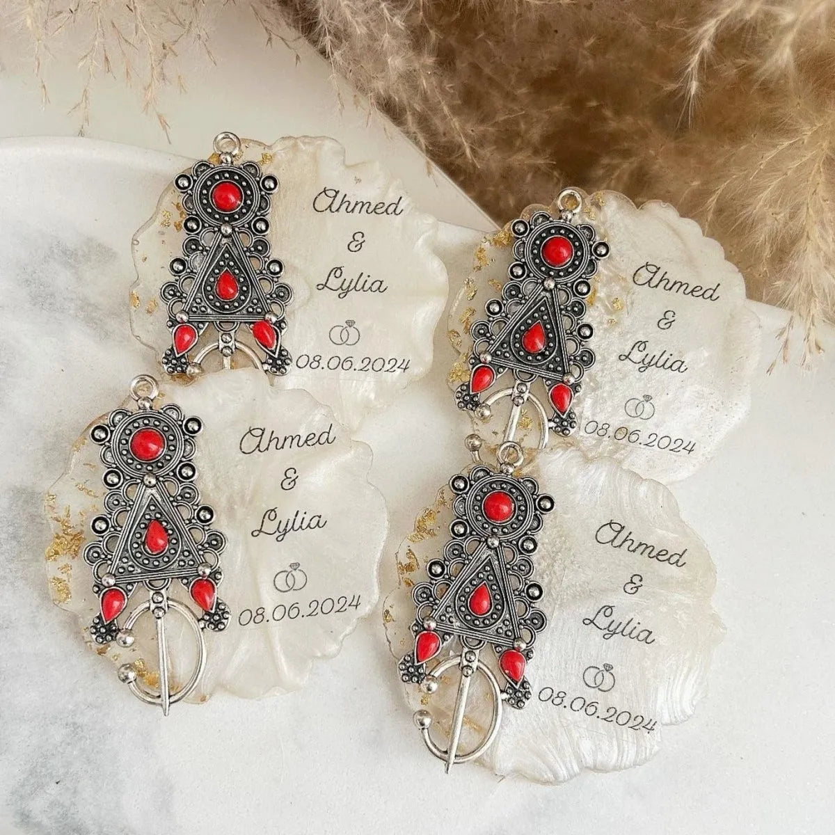 Magnet Berberisch als personalisiertes Gastgeschenk für Hochzeit und Taufe, inspiriert vom berberischen Kulturerbe mit traditionellen Details