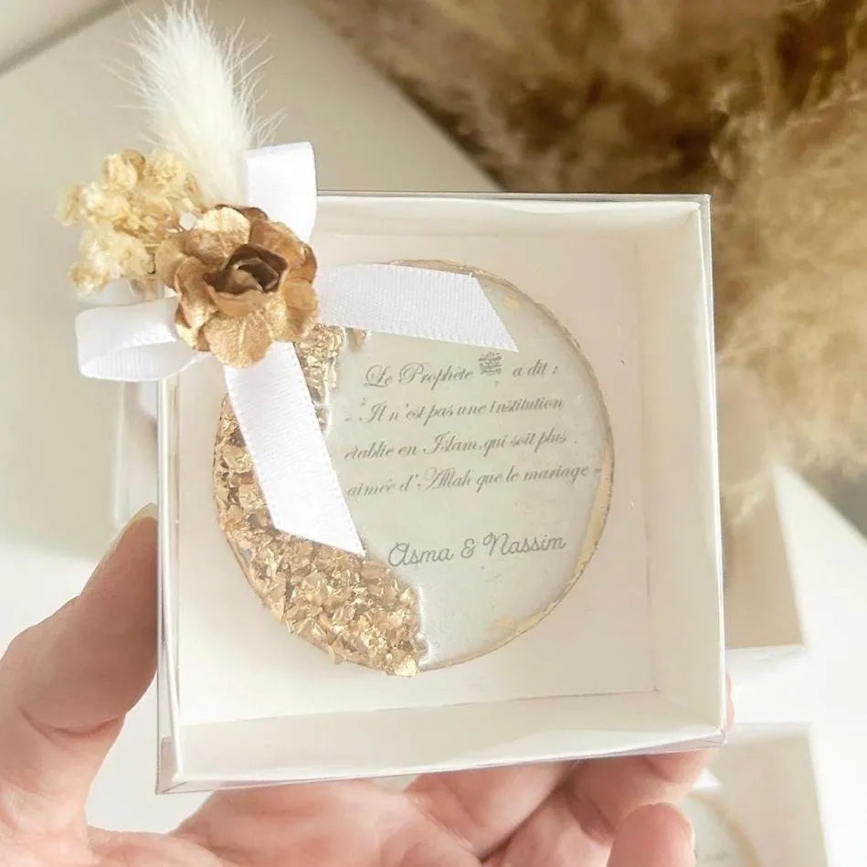 Magnet Kristall als personalisiertes Gastgeschenk zur Hochzeit, mit edlem Design und eleganten Details