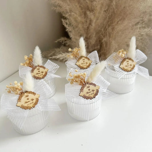 Merveille-Kerze als personalisiertes Gastgeschenk zur Hochzeit – elegant und raffiniert