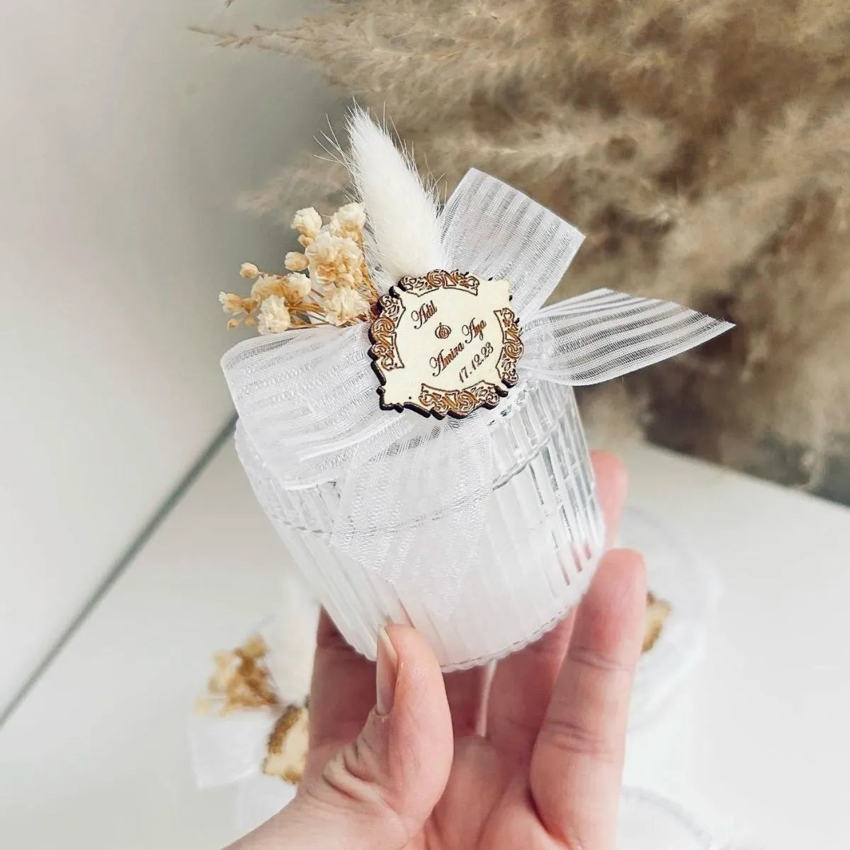 Merveille-Kerze als personalisiertes Gastgeschenk zur Hochzeit – elegant und raffiniert
