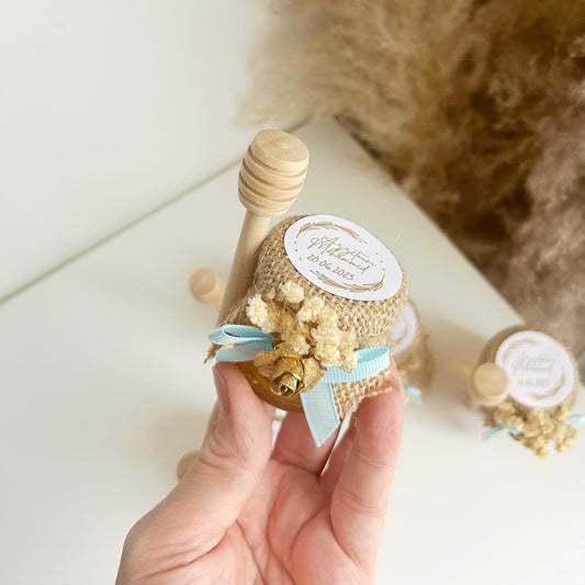 Opéra-Honigglas als personalisiertes Gastgeschenk für Hochzeit, Taufe oder Geburtstag, hochwertiges Andenken