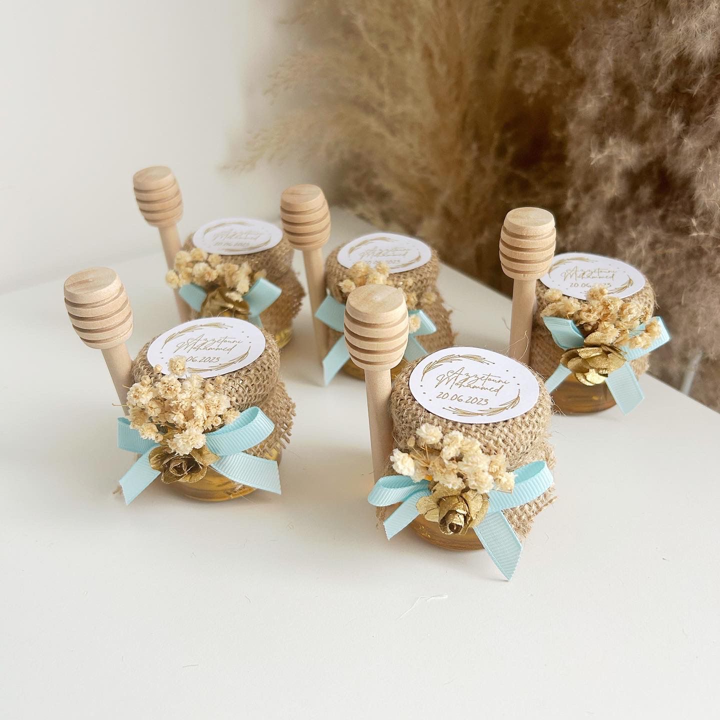 Opéra-Honigglas als personalisiertes Gastgeschenk für Hochzeit, Taufe oder Geburtstag, hochwertiges Andenken